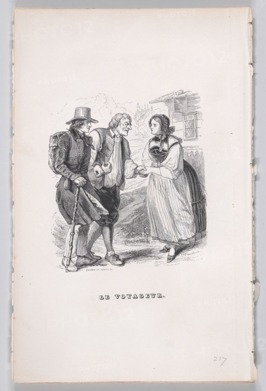 The Traveler from The Complete Works of Béranger, 1836. Creators: Louis-Henri Brevière, Cesar-Auguste Hebert.