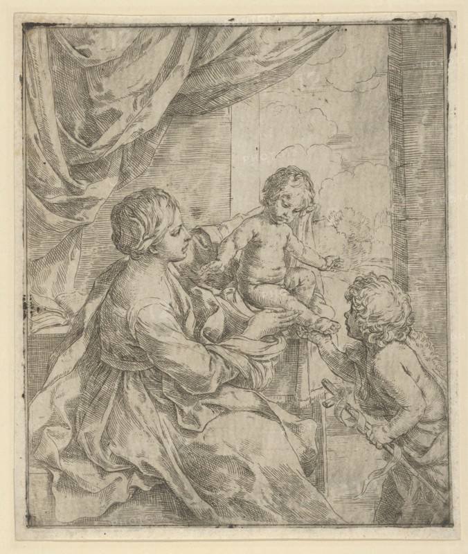 The Virgin and Child at a table with the young John the Baptist, ca. 1600-1640. Creator: Guido Reni.