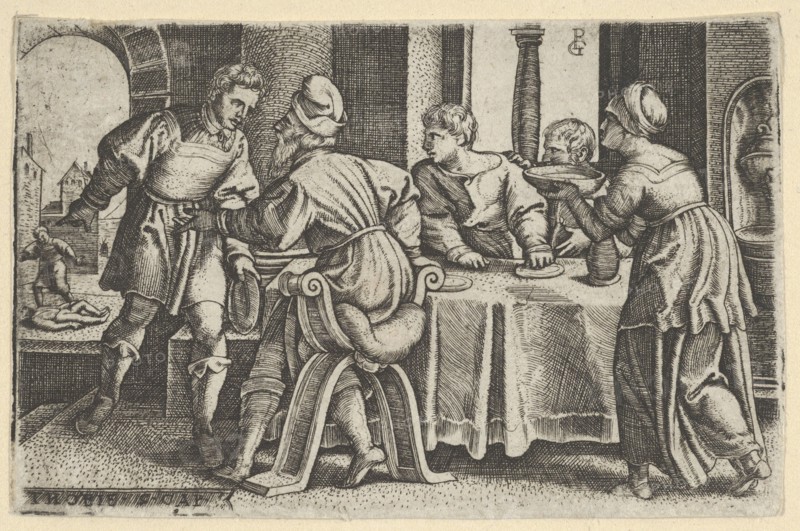 Tobias Leaving the Table, from The Story of Tobias, 1543. Creator: Georg Pencz.