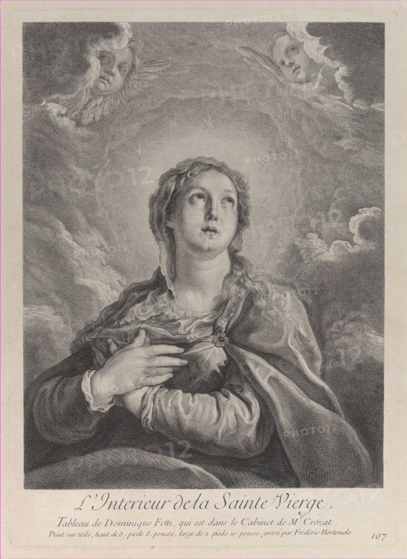 The Virgin, hands folded on her chest, looking upwards, 1729-40. Creator: Frédéric Horthemels.