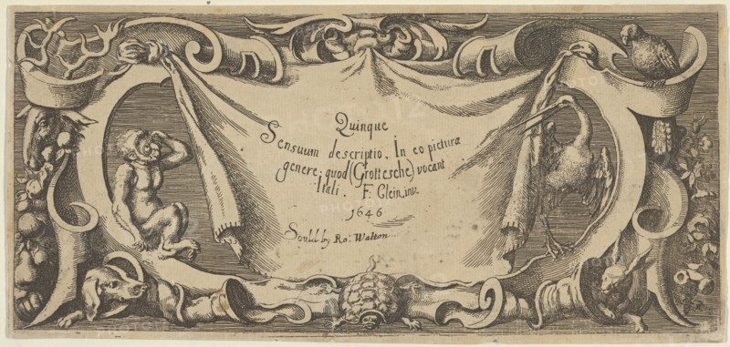 Title Plate, from Quinque Sensuum (Five Senses), ca. 1655. Creator: Francis Cleyn.