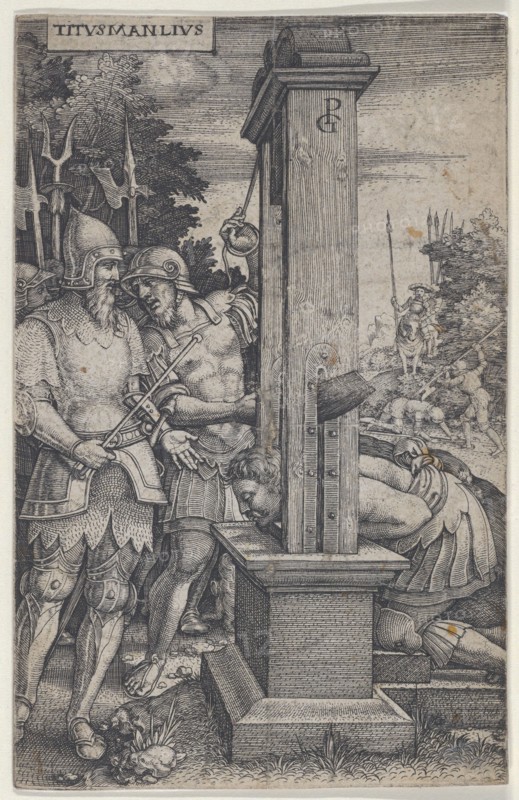 Titus Manlius, from Roman Heroes, 1535. Creator: Georg Pencz.