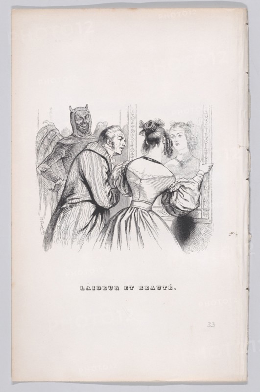 Ugliness and Beauty from The Complete Works of Béranger, 1836. Creator: Theodore Maurisset.
