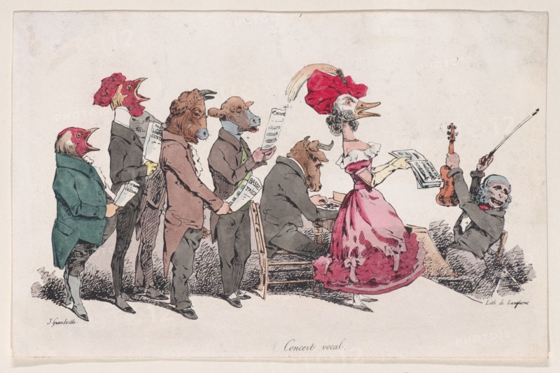 Vocal Concert from Metamorphoses of the Day, 1829. Creator: Pierre Langlumé.