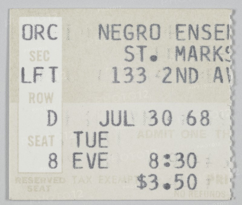 Ticket stub for Song of the Lusitanian Bogey and Daddy Goodness, July 30, 1968. Creator: Unknown.