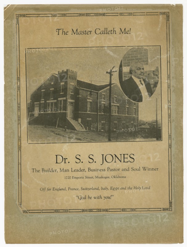 Flier advertising S.S. Jones farewell meeting, ca. 1924. Creator: Unknown.