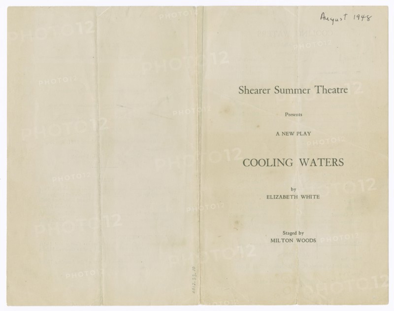 Programme for Shearer Summer Theatre's production of Cooling Waters, 1948. Creator: Unknown.