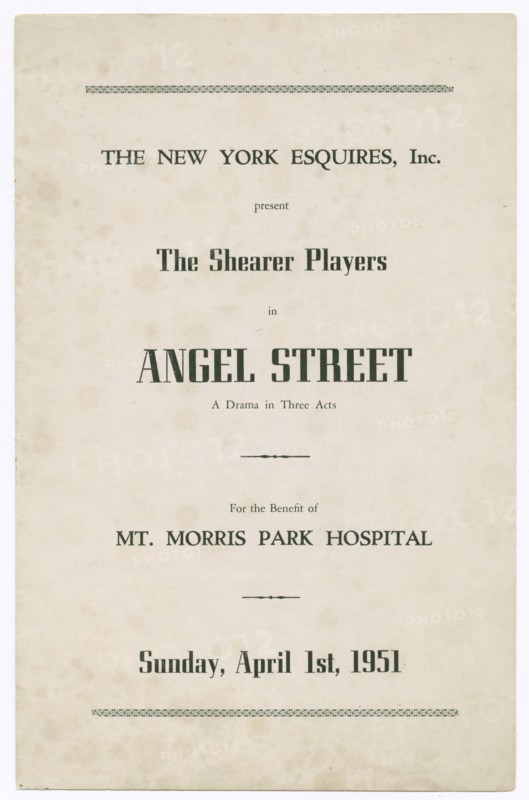Programme for the Shearer Players' production of Angel Street, 1951. Creator: Unknown.