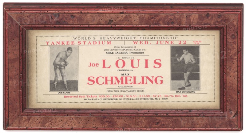 Advertisement for boxing match between Joe Louis and Max Schmeling, 1938. Creator: Unknown.