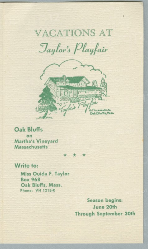 Vacations at Taylor's Playfair, 1950s. Creator: Unknown.