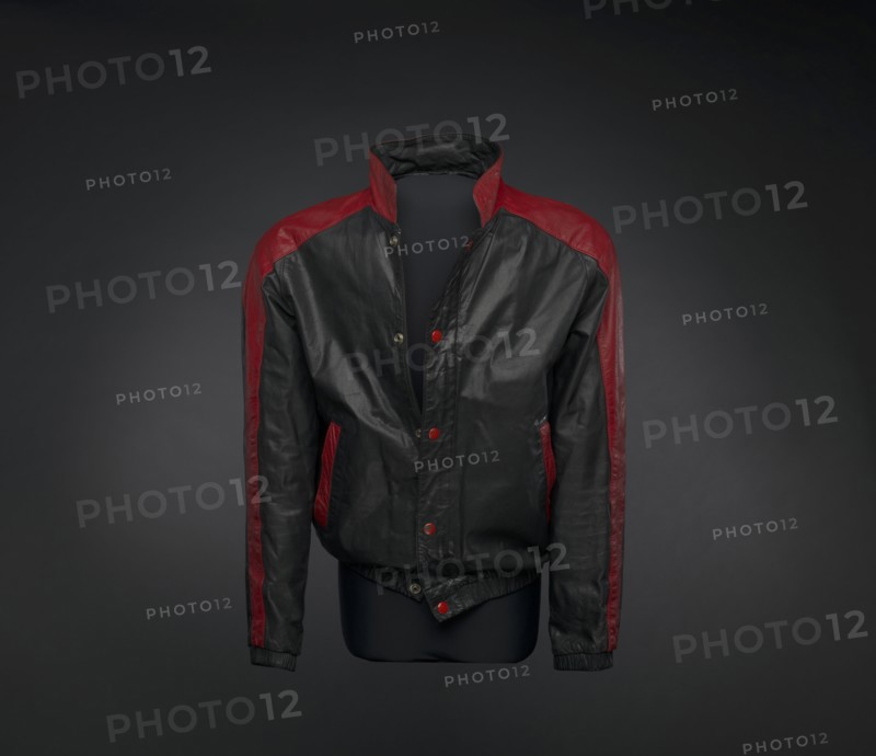 Black and red leather jacket worn by Kurtis Blow, 1981. Creator: Unknown.