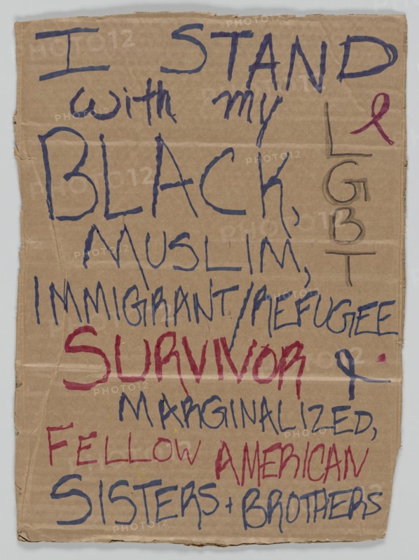 Sign from Women's March on Washington with "I Stand with...", 2017. Creator: Unknown.
