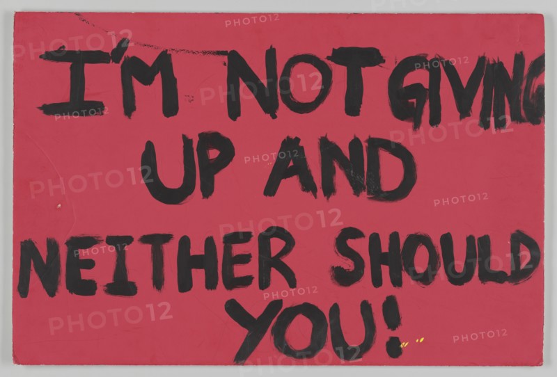Poster from Women's March on Washington with “I'm not giving up”, 2017. Creator: Unknown.