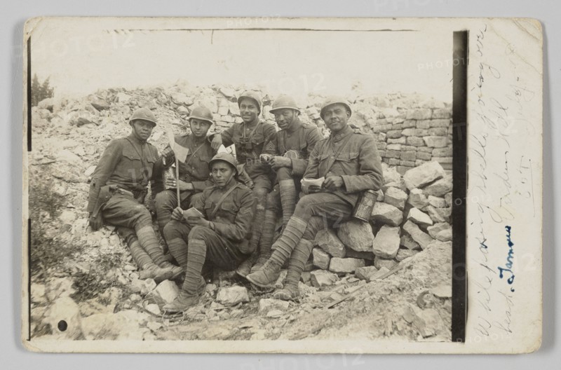 Photographic postcard of soliders in World War One at Verdun, July 2018. Creator: Unknown.