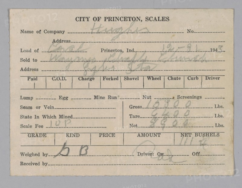 Receipt given to the Wayman Chapel A.M.E. Church in Lyles Station, 1943. Creator: Unknown.