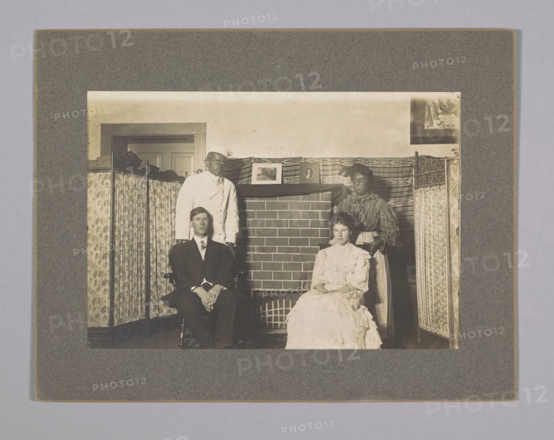 Photograph of theatre production with blackface actors and Oliver Howard Horner, ca. 1910. Creator: Unknown.