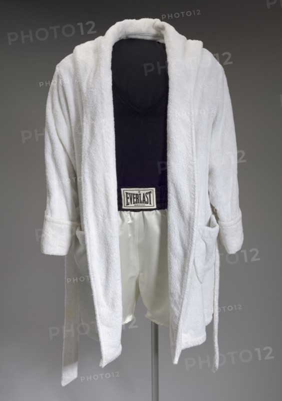 Robe and trunks worn by Denzel Washington as Rubin Carter in The Hurricane, 1999. Creator: Eric Winterling Inc..