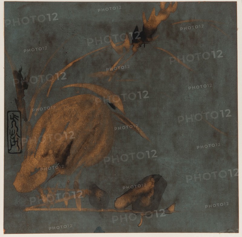 Heron and reeds, Edo period, early 17th century. Creator: Hon'ami Kôetsu.