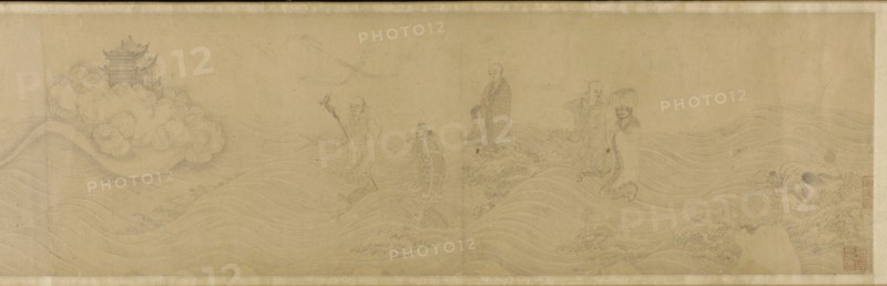 Luohans crossing the sea, Ming dynasty, 15th-16th century. Creator: Unknown.