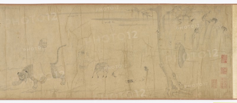 Luohans and animals crossing the sea, Ming dynasty, 16th-17th century. Creator: Unknown.