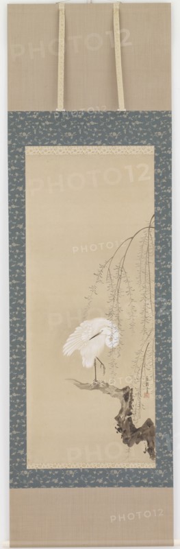 Heron and willow, Edo period, late 17th-early 18th century. Creator: Hanabusa Itcho.