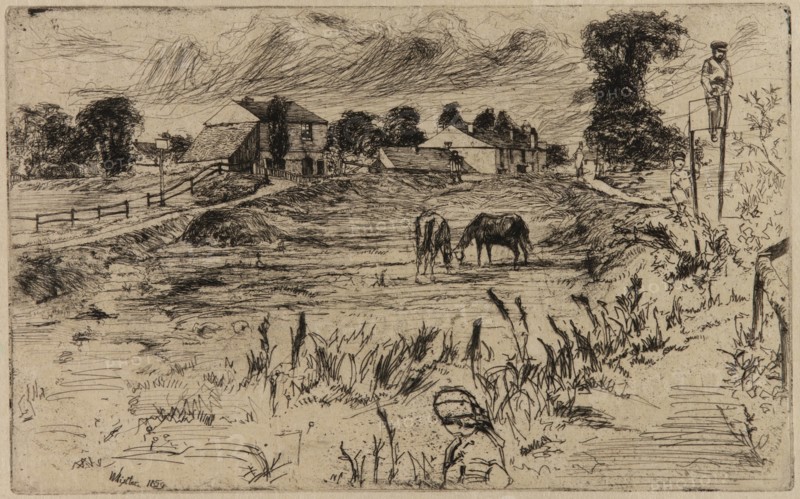 Landscape with Horses, 1859. Creator: James Abbott McNeill Whistler.