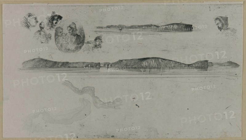 Sketches on the Coast Survey Plate, 1854. Creator: James Abbott McNeill Whistler.