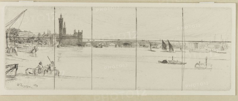 Old Westminster Bridge, 1859. Creator: James Abbott McNeill Whistler.