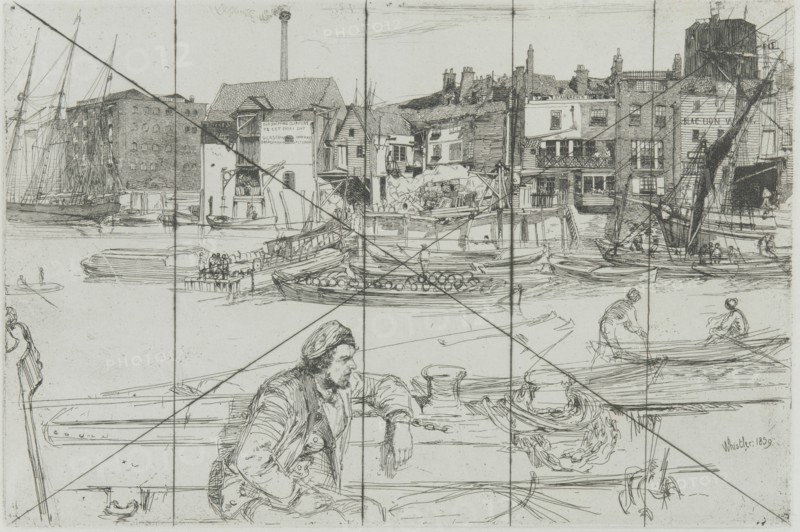 Black Lion Wharf, 1859. Creator: James Abbott McNeill Whistler.