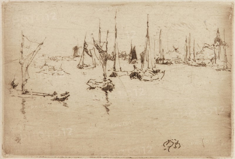 Barges, Dordrecht, 1884. Creator: James Abbott McNeill Whistler.