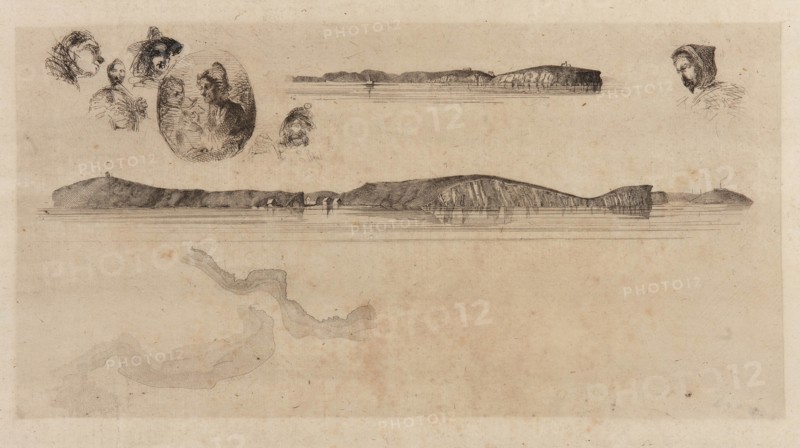 Sketches on the Coast Survey Plate, 1854. Creator: James Abbott McNeill Whistler.