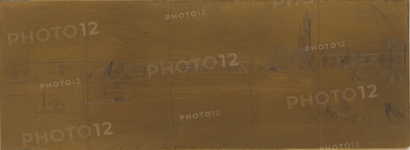 Etching plate: Old Westminster Bridge, 1859. Creator: James Abbott McNeill Whistler.
