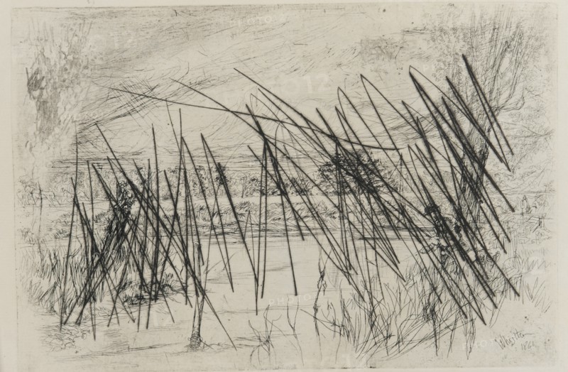 Landscape with a Fisherman, 1861. Creator: James Abbott McNeill Whistler.