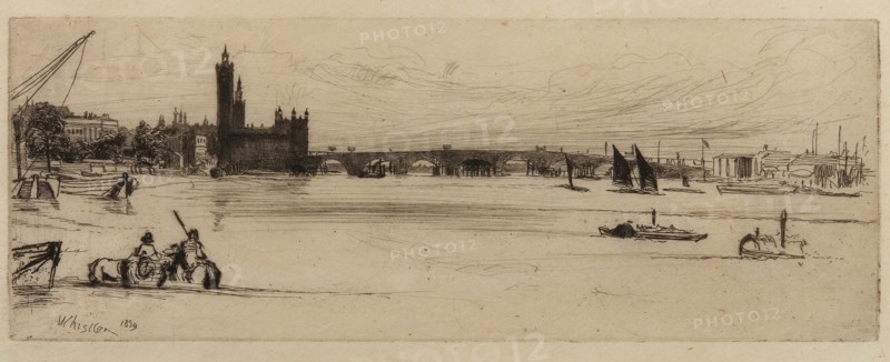 Old Westminster Bridge, 1859. Creator: James Abbott McNeill Whistler.