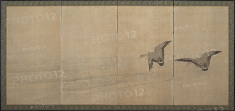 Geese Over a Beach, Edo period, 18th century. Creator: Maruyama Okyo.
