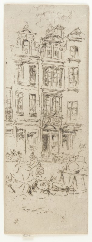 Flower Market, Brussels, 1887. Creator: James Abbott McNeill Whistler.