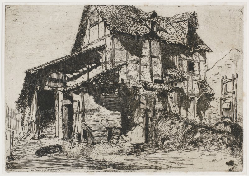 The Unsafe Tenement. One of the Twelve Etchings from Nature (The French Set), 1858. Creator: James Abbott McNeill Whistler.