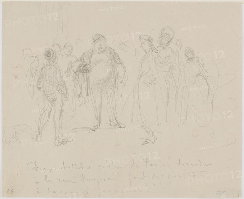 Deux Artistes Célèbres de Paris, 1858. Creator: James Abbott McNeill Whistler.