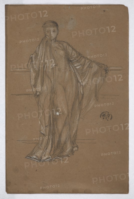 Draped Figure at a Railing, 1868-1870. Creator: James Abbott McNeill Whistler.