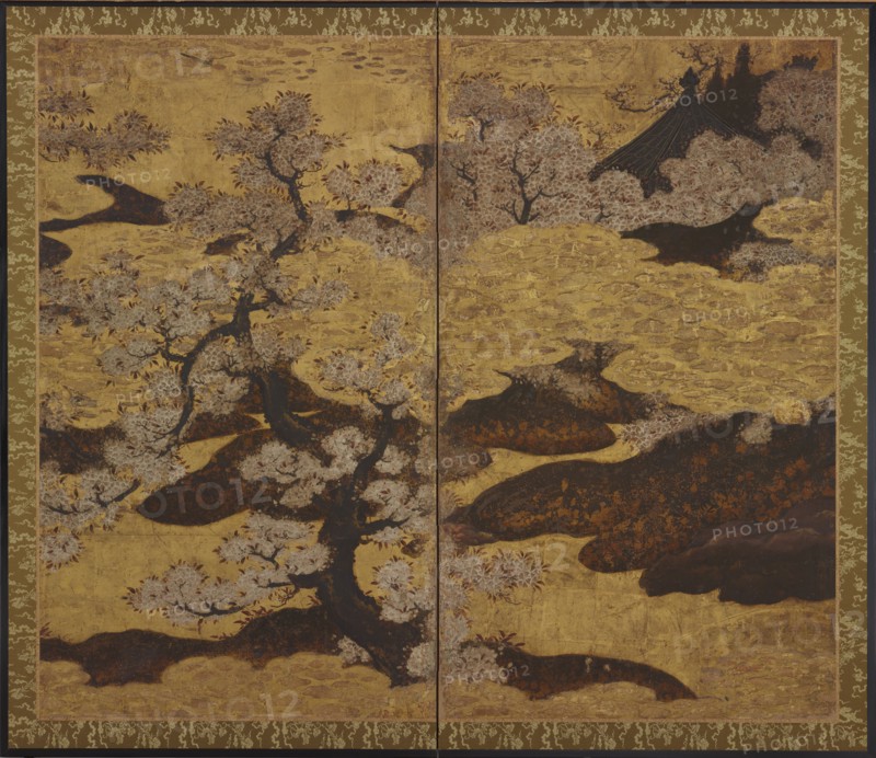 Blossoming cherry trees, Edo period, ca.1580-1635. Creator: Kano Sanraku.
