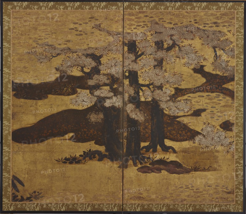 Blossoming cherry trees, Edo period, ca.1580-1635. Creator: Kano Sanraku.