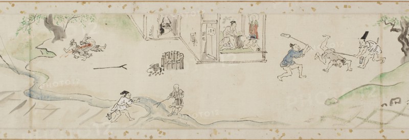 Miracles performed by the bodhisattva Jizo (copy of a section of a handscroll), Edo period, 1627. Creator: Kanô Tan'yû.