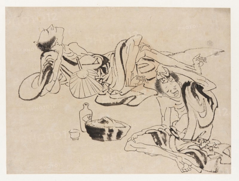 Summer sake sippers, late 18th-early 19th century. Creator: Hokusai.