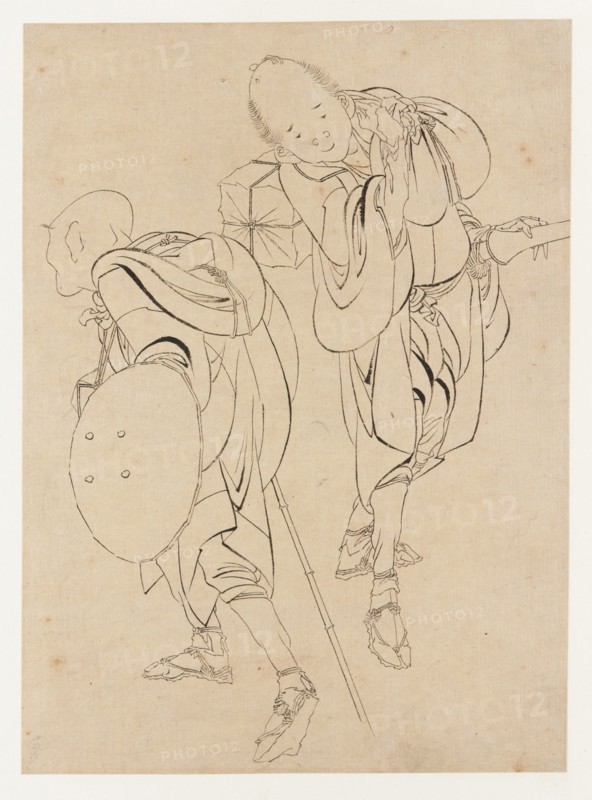 Travelers, late 18th-early 19th century. Creator: Hokusai.