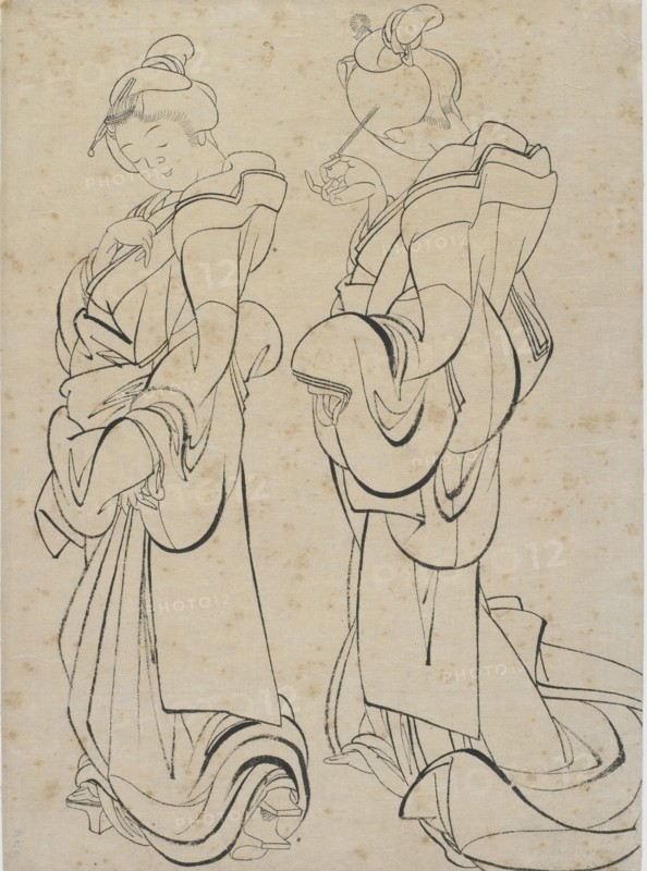 Two women, late 18th-early 19th century. Creator: Hokusai.
