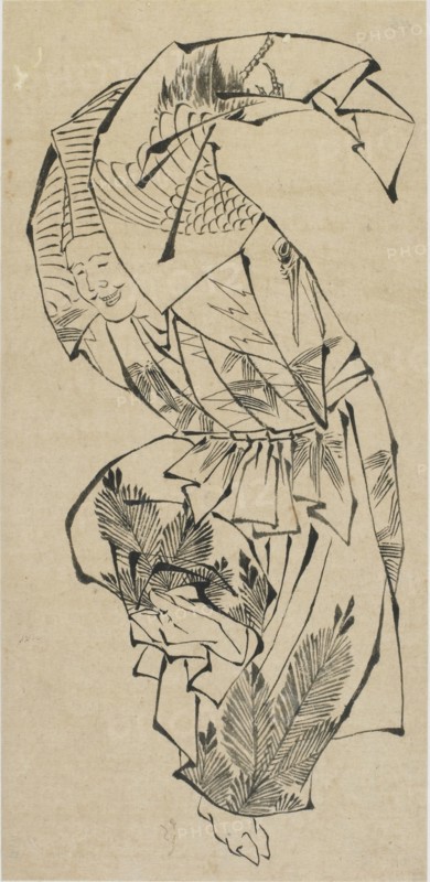 Male dancer, Manzai, late 18th-early 19th century. Creator: Hokusai.