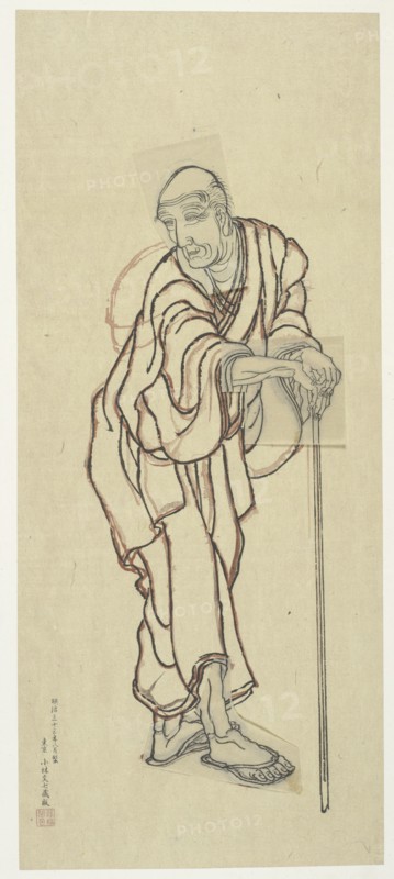 Sketch for a woodblock print, late 18th-early 19th century. Creator: Hokusai.