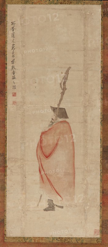 Standing man in a red coat, Qing dynasty, (18th century ?). Creator: Luo Ping.