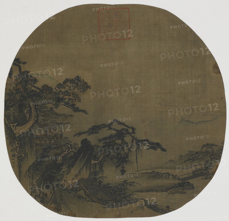Landscape: pavilions on a mountain side; a stream below, Ming dynasty, 16th century. Creator: Ma, Yuan.
