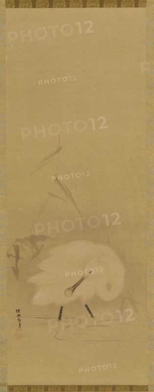 A spoonbill and water-grass, Edo period, mid 17th century. Creator: School of Kano Tan'yu.